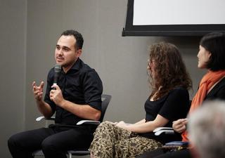 Egyptian journalist and novelist Ahmed Naji speaking at a BMI event.